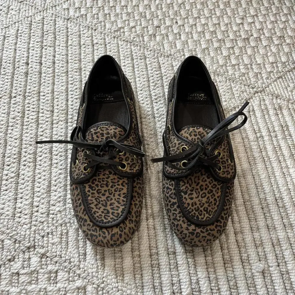 Jeffrey Campbell Boast Boat Shoe in Tan Black Cheetah Suede